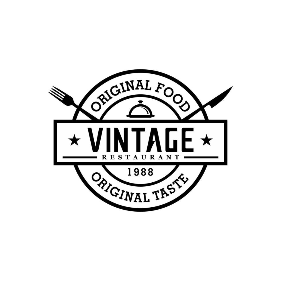 plantilla de vector de logotipo de comida y restaurante vintage