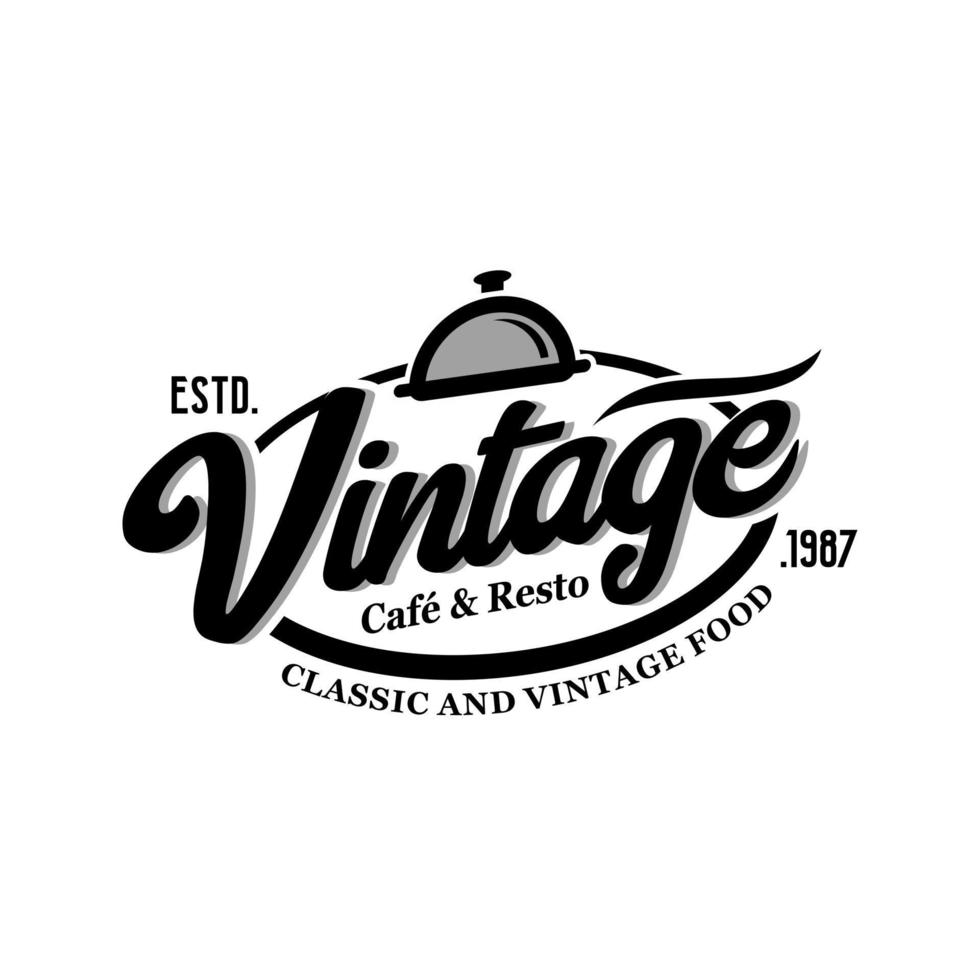 plantilla de vector de logotipo de comida y restaurante vintage