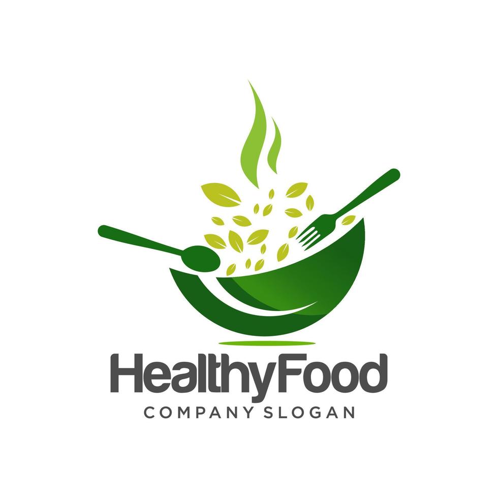 healthy food logo template vector
