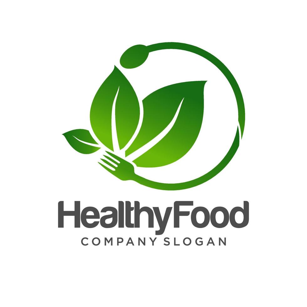 healthy food logo template vector