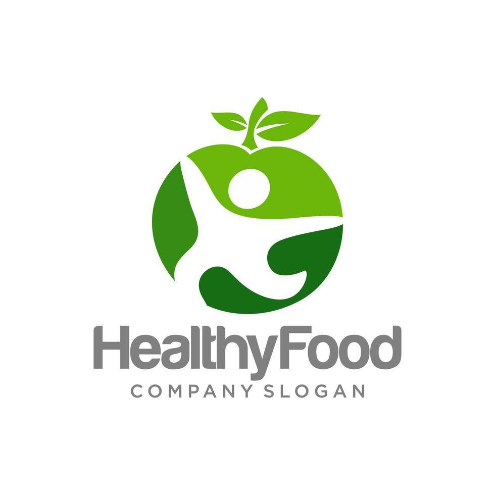 healthy food logo template vector