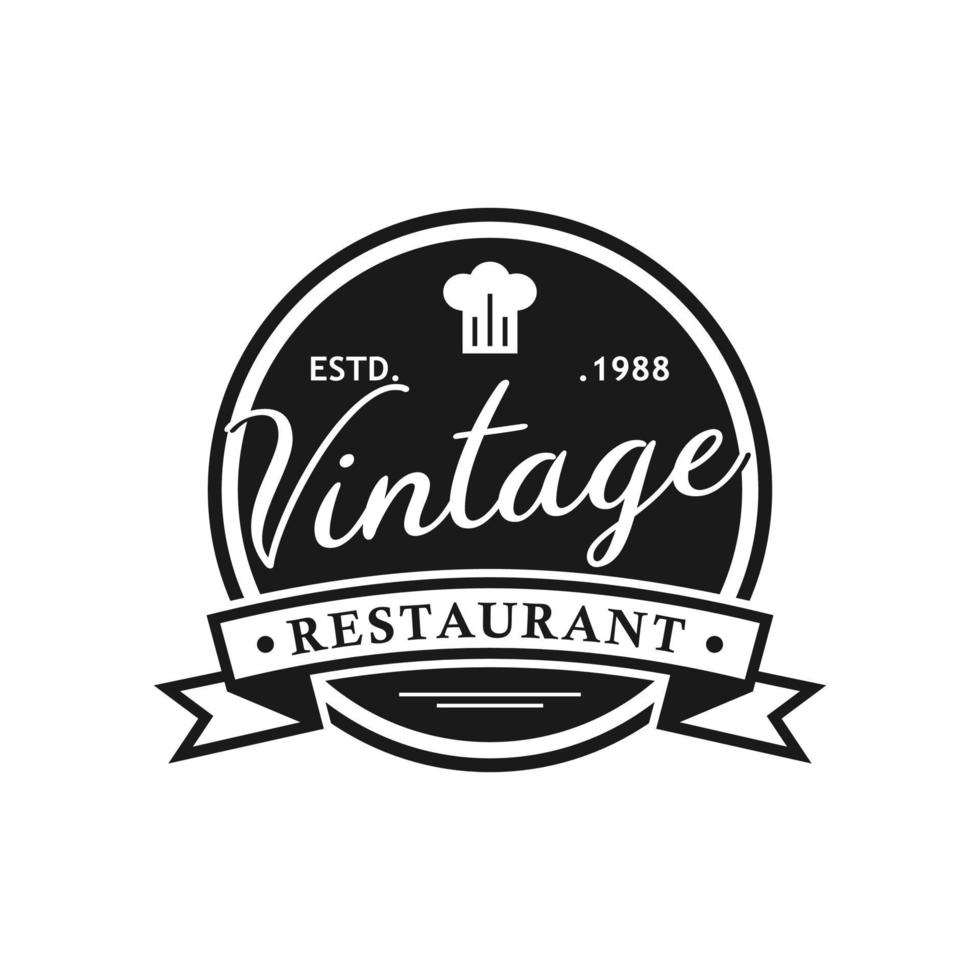 plantilla de vector de logotipo de comida y restaurante vintage