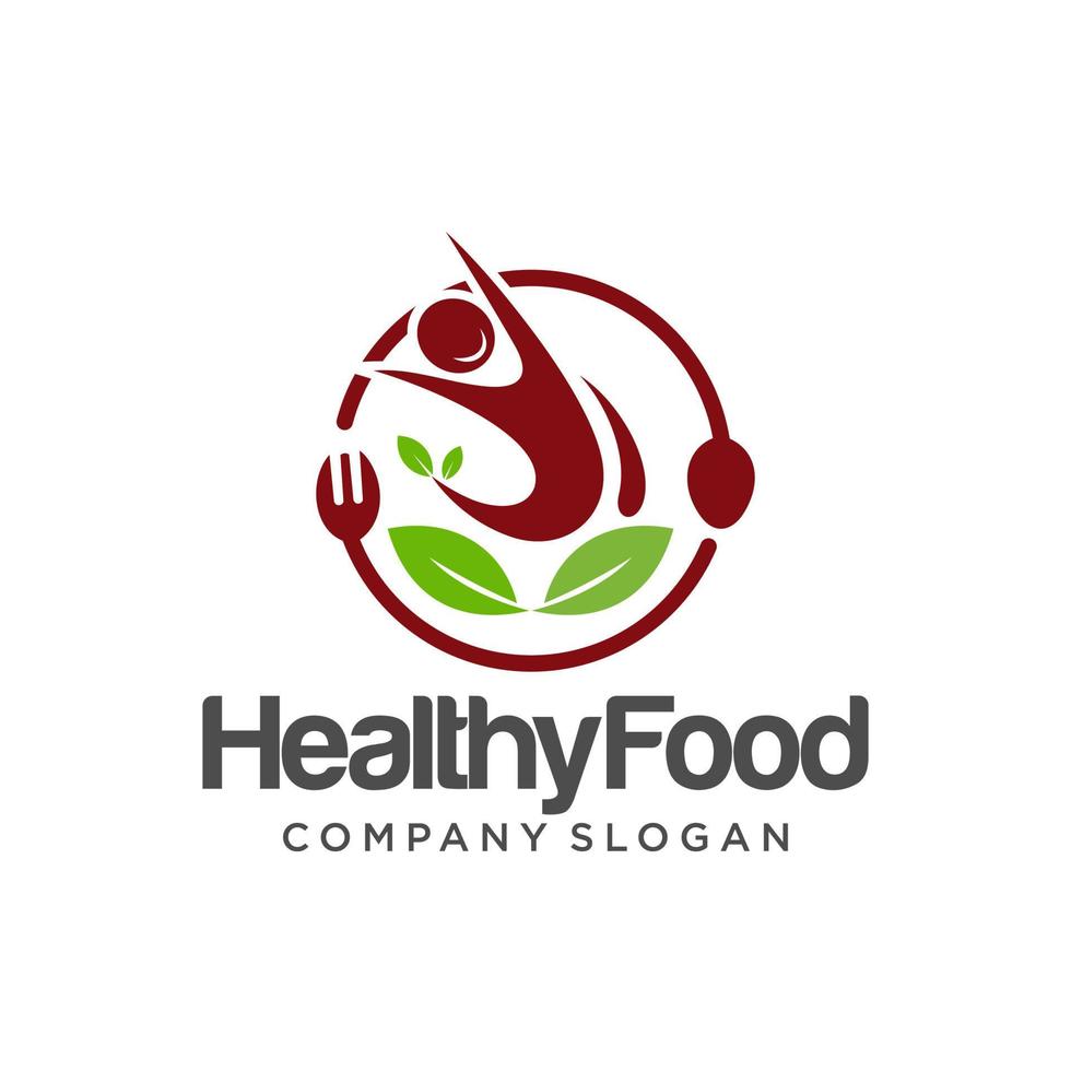 healthy food logo template vector