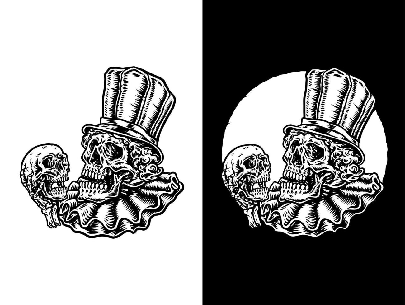 Vector illustration of clown skull