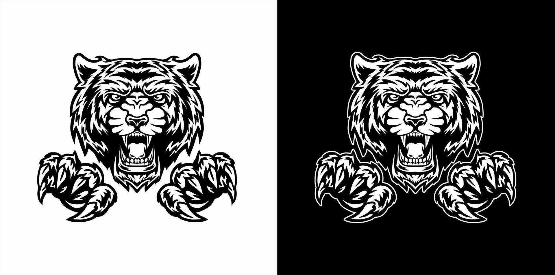 Tiger and claws, isolated on dark and bright background vector