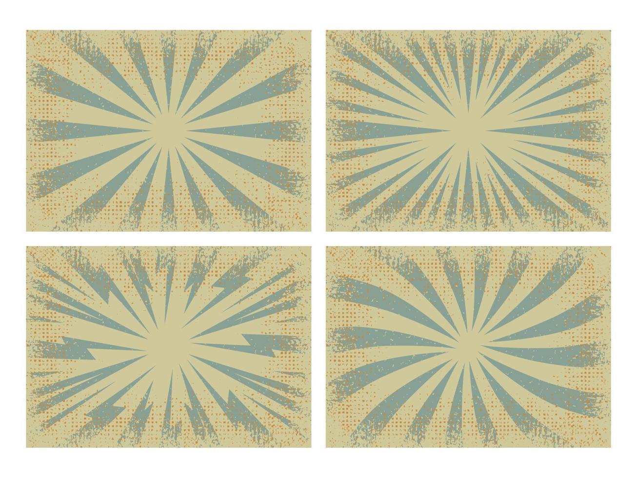 Set of retro grunge sunburst background, vector illustration