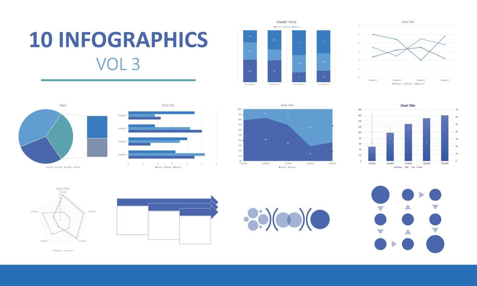 Paquete de 10 elementos infográficos plantilla de diseño vectorial de visualización de datos de elementos infográficos. puede usarse para pasos, opciones, procesos comerciales, flujo de trabajo, diagrama, concepto de diagrama de flujo, línea de tiempo, vector