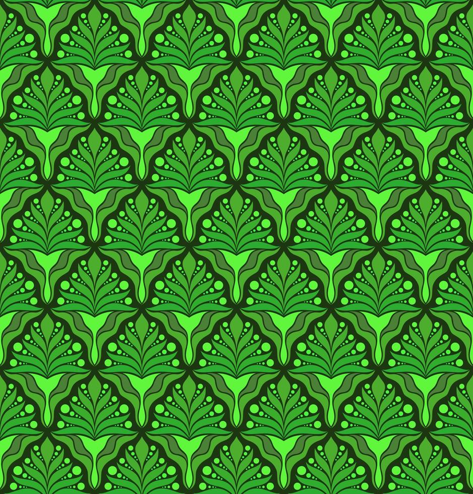 SEAMLESS VECTOR BACKGROUND IN ART NOUVEAU STYLE WITH LIGHT GREEN PLANT ELEMENTS