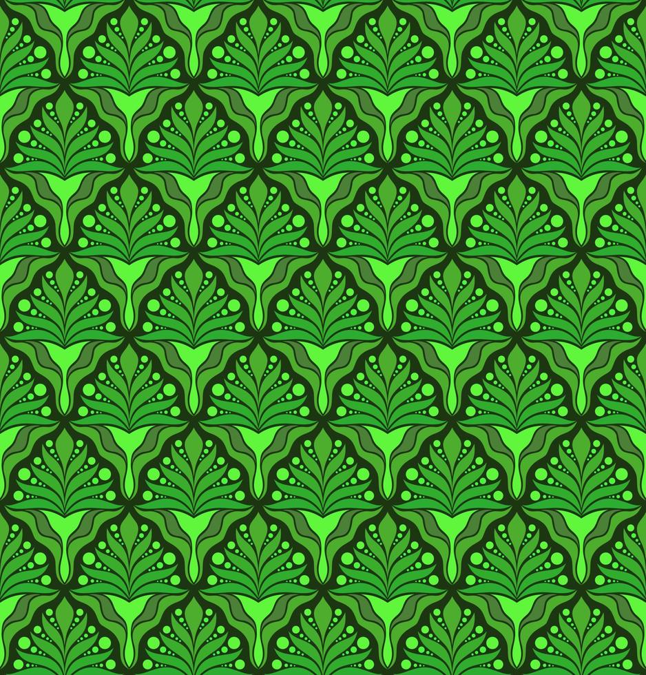 SEAMLESS VECTOR BACKGROUND IN ART NOUVEAU STYLE WITH LIGHT GREEN PLANT ELEMENTS