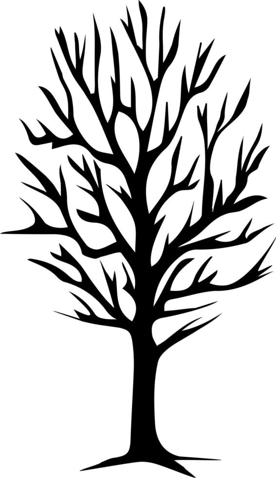 silueta árbol con hojas caídas clipart estacional otoño aislado vector boceto