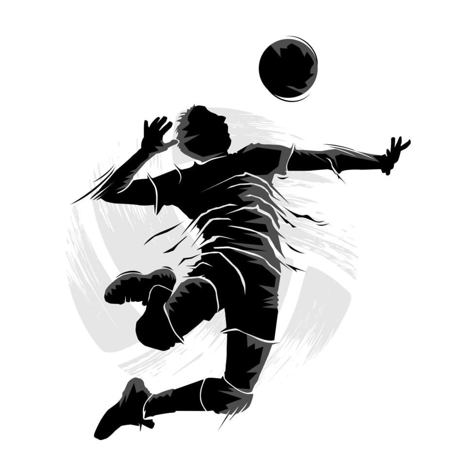 jugador de voleibol masculino saltando y golpeando la pelota. silueta abstracta vector