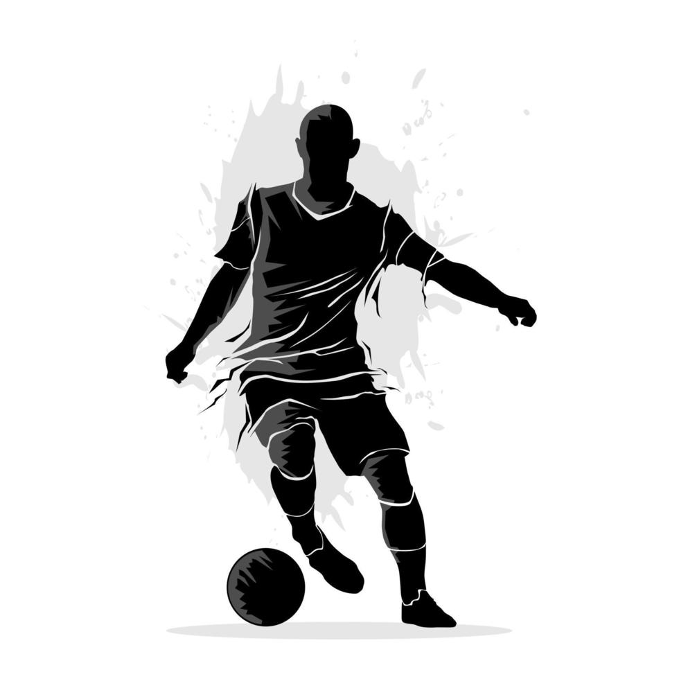 Soccer player dribbling the ball. Abstract silhouette vector illustration