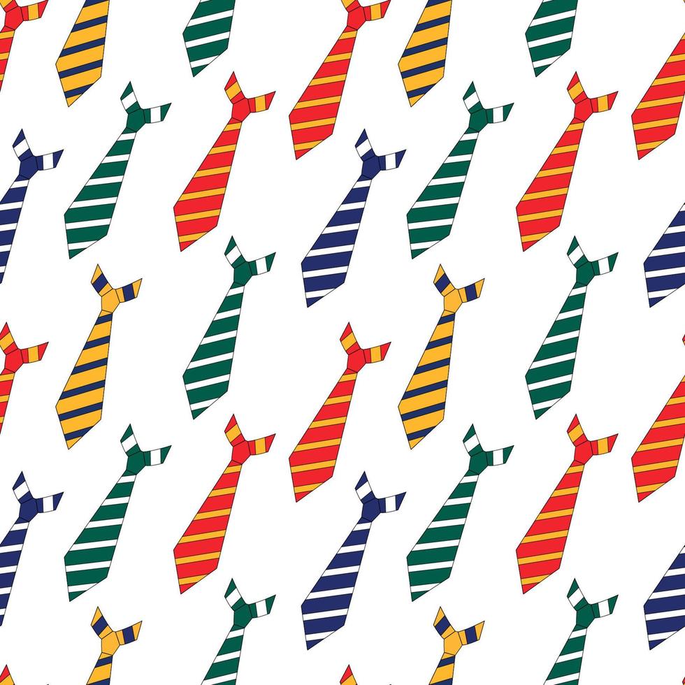 Seamless pattern set of ties of different colors. Vector set in cartoon style