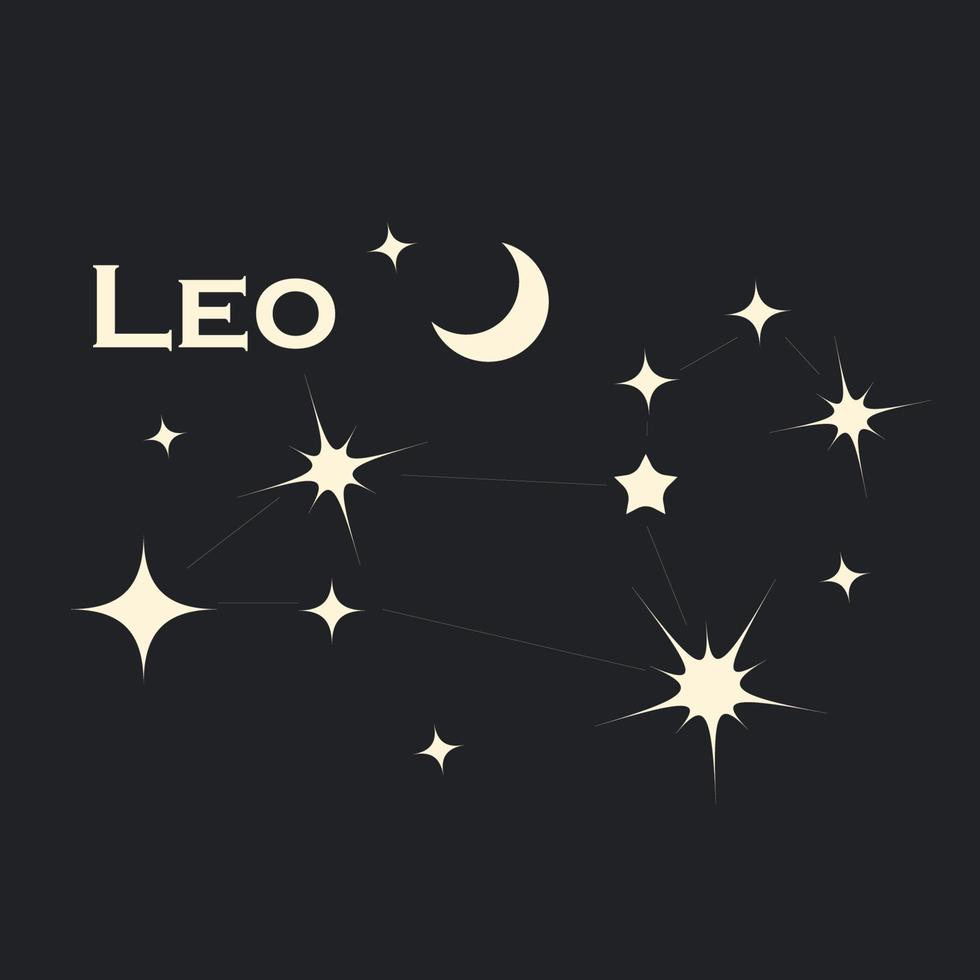 constelación de estrellas zodiaco leo. vector. todos los elementos están aislados vector