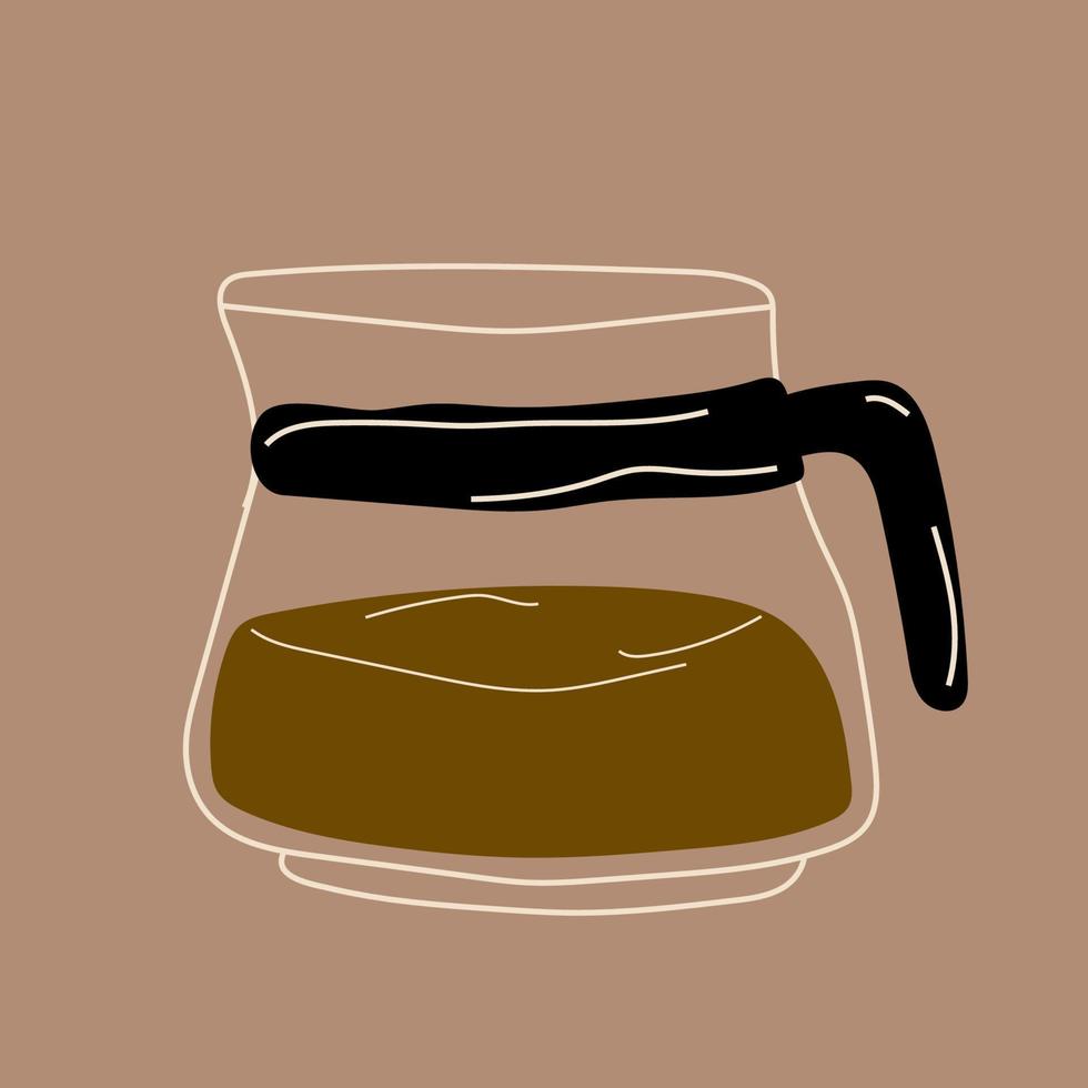 cafetera de cristal. ilustración vectorial moderna dibujada a mano. elemento cafe aislado vector