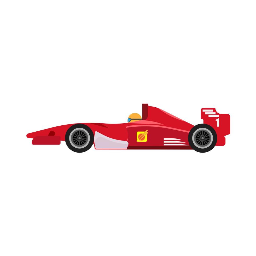 Red racing car side view vector icon