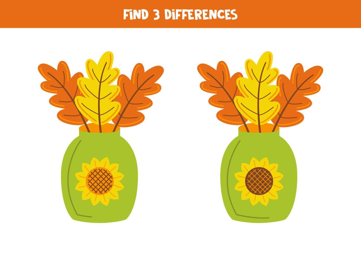 Find three differences between two vases with leaves. 11411541 Vector Art at Vecteezy