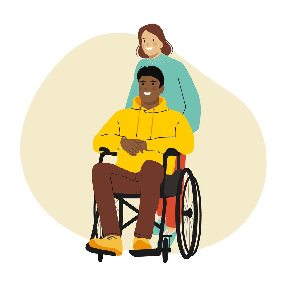 People living full life. People, Inclusion. Concept of Care, friendship, and Support. Vector illustration.