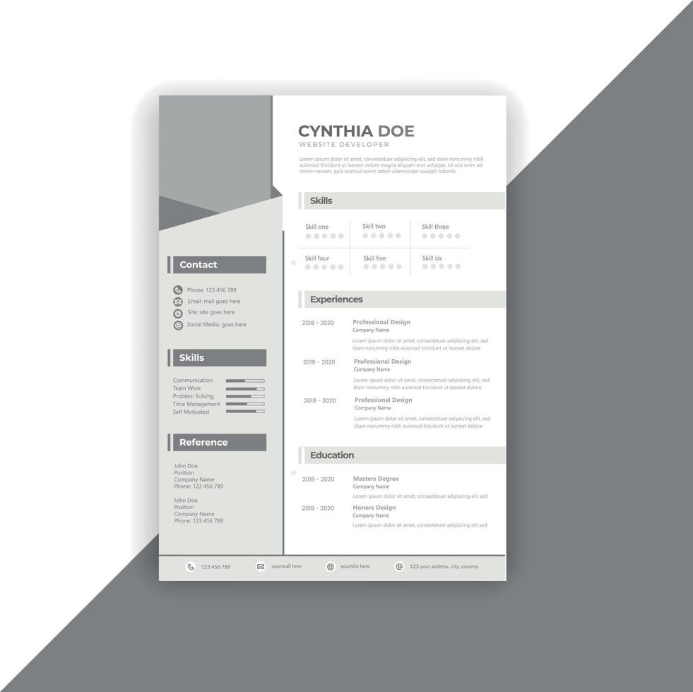 Modern Job Resume CV Template vector