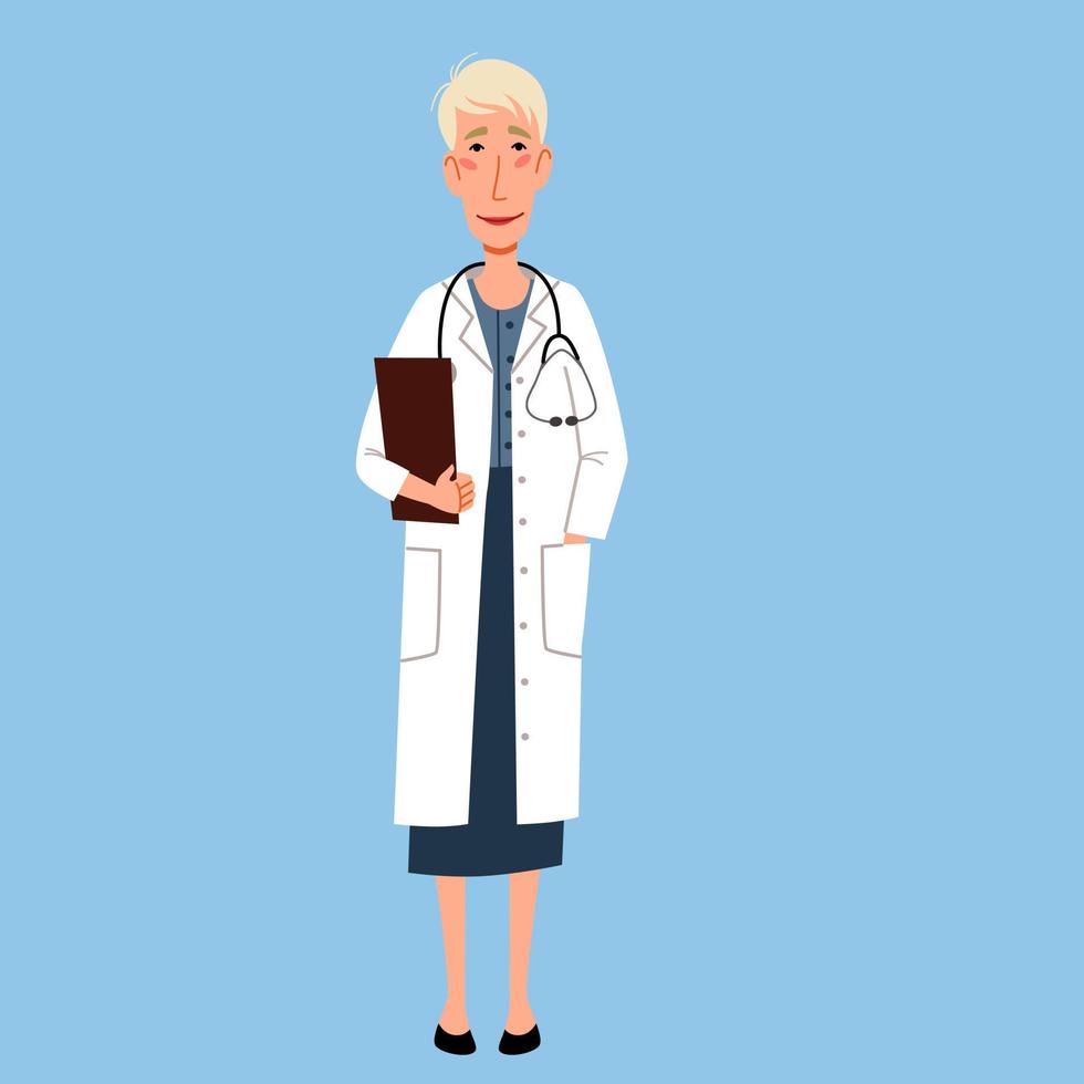 el personaje de una doctora europea de cuerpo entero. vector