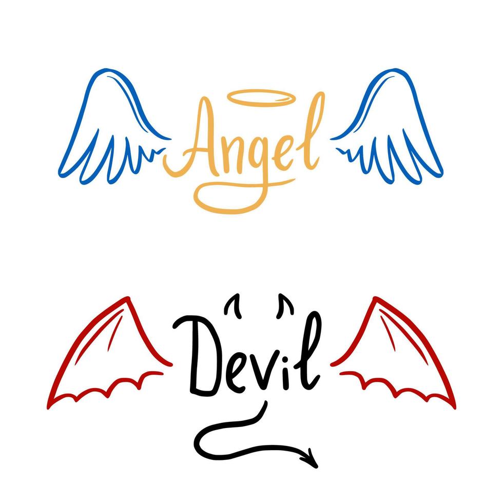 Angel and devil stylized vector illustration.