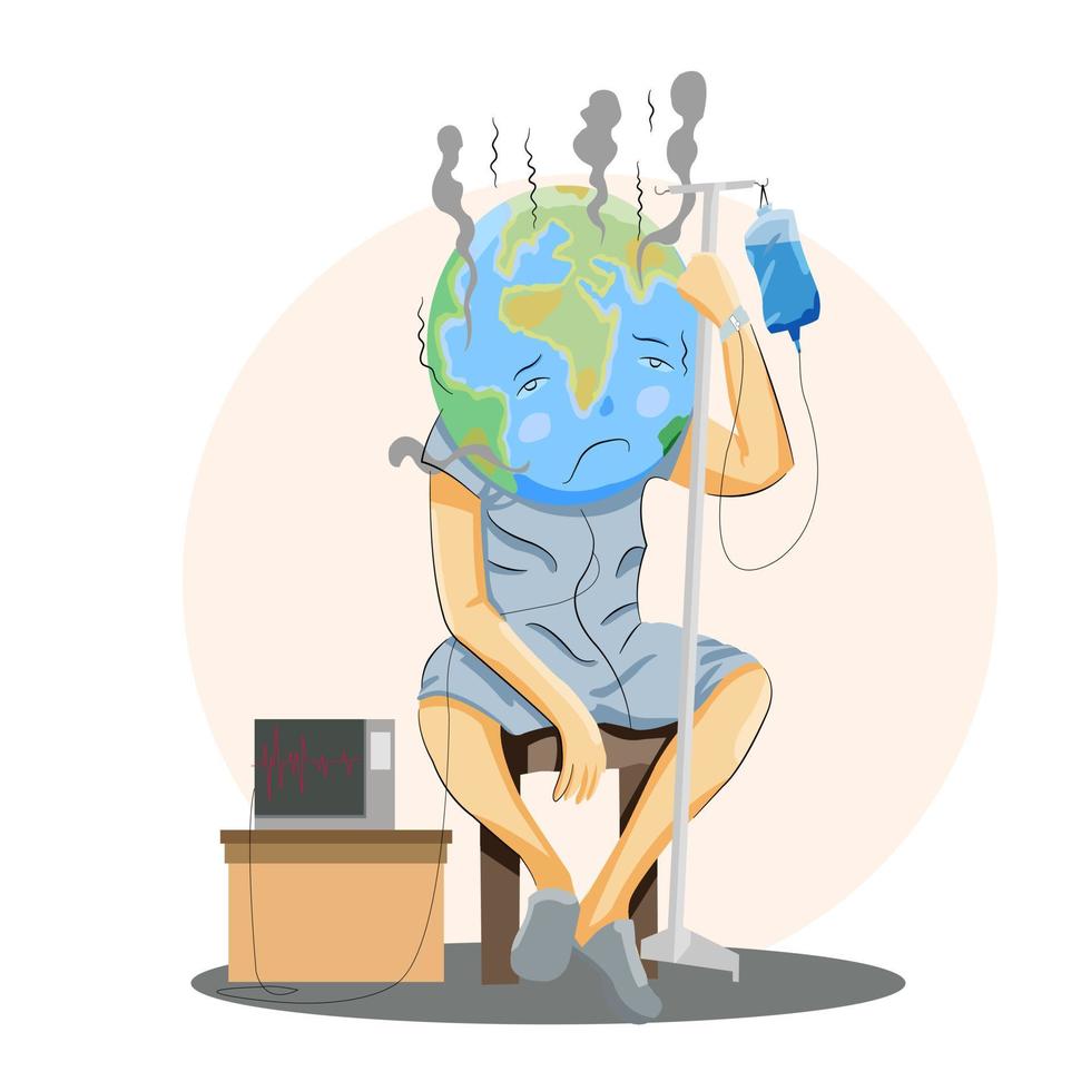 Earth sick climate change illustration vector