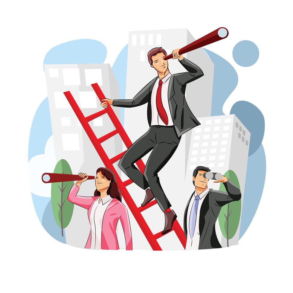 office workers looking telescope hiring job illustration vector