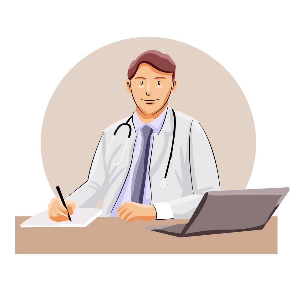 Doctor sitting ready to examine patients vector