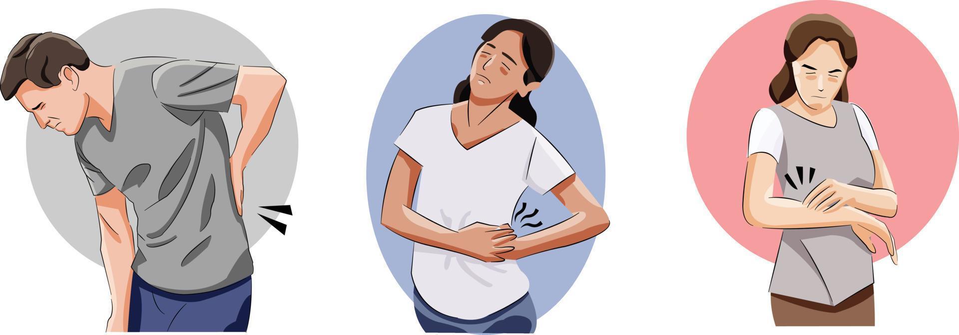 Man and woman having back pain and strain need medical attention vector