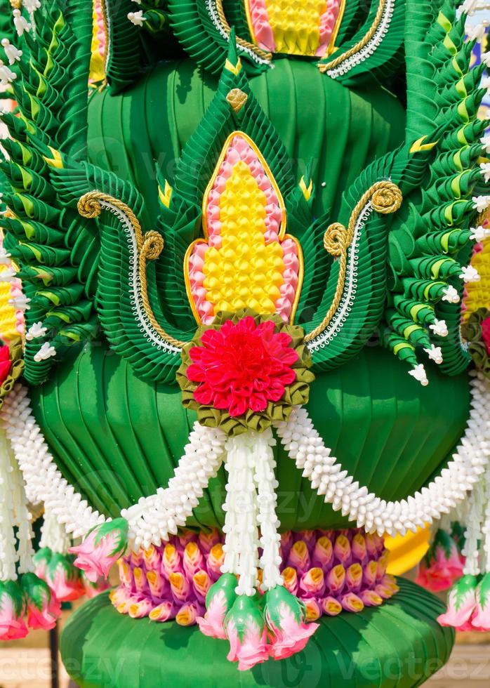 Garland with real and fake flowers photo