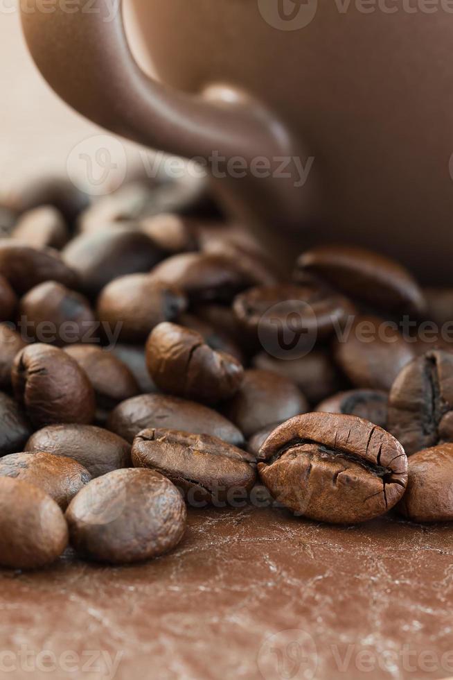 Coffee cup and roasted coffee beans photo