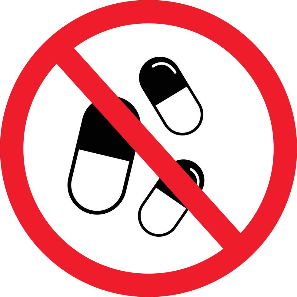 No pill sign on white background. No medical granules symbol. flat style. vector