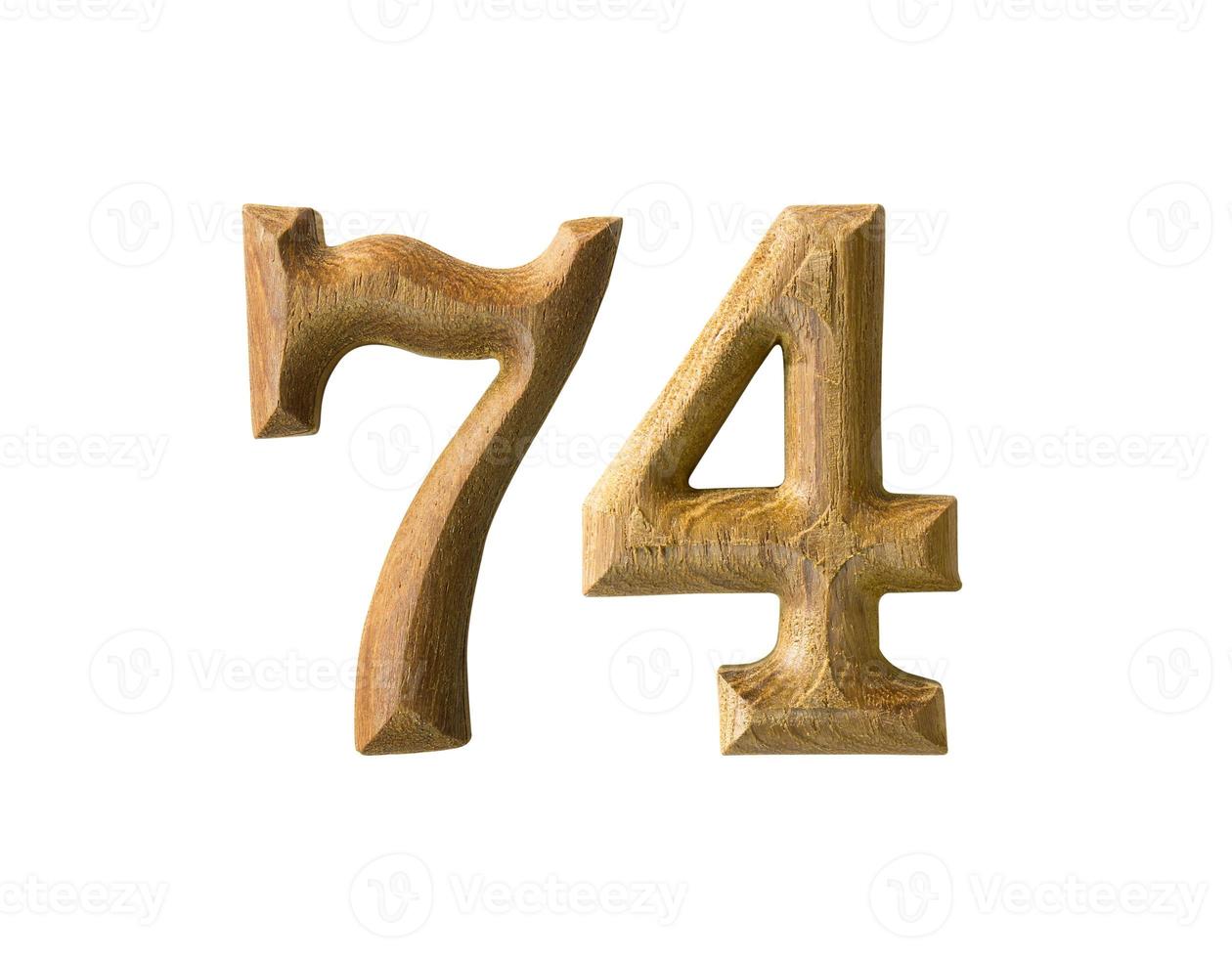Wooden numeric 74 photo