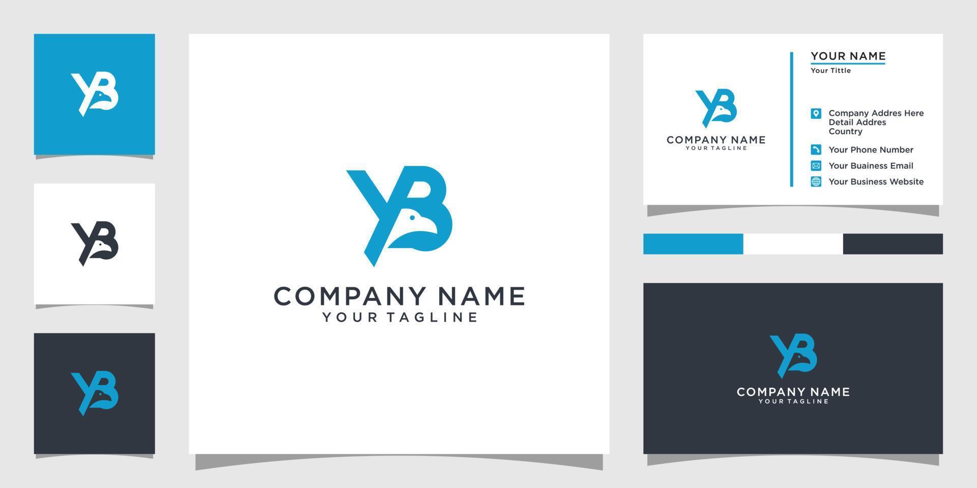 Initial letter YB with bird logo design vector. vector