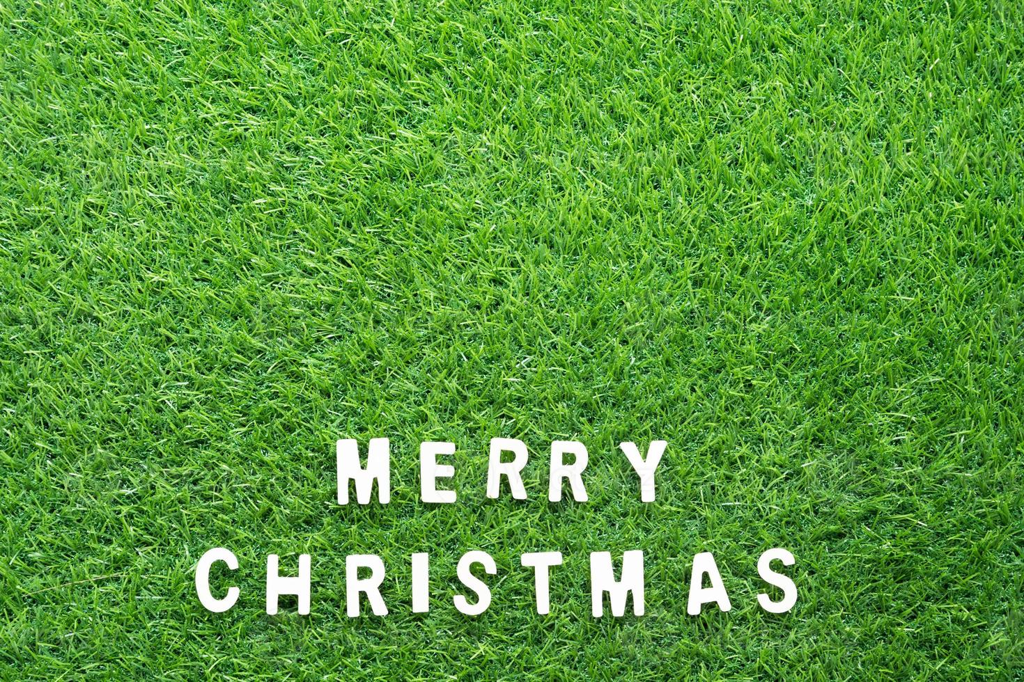 Christmas alphabet on green grass photo