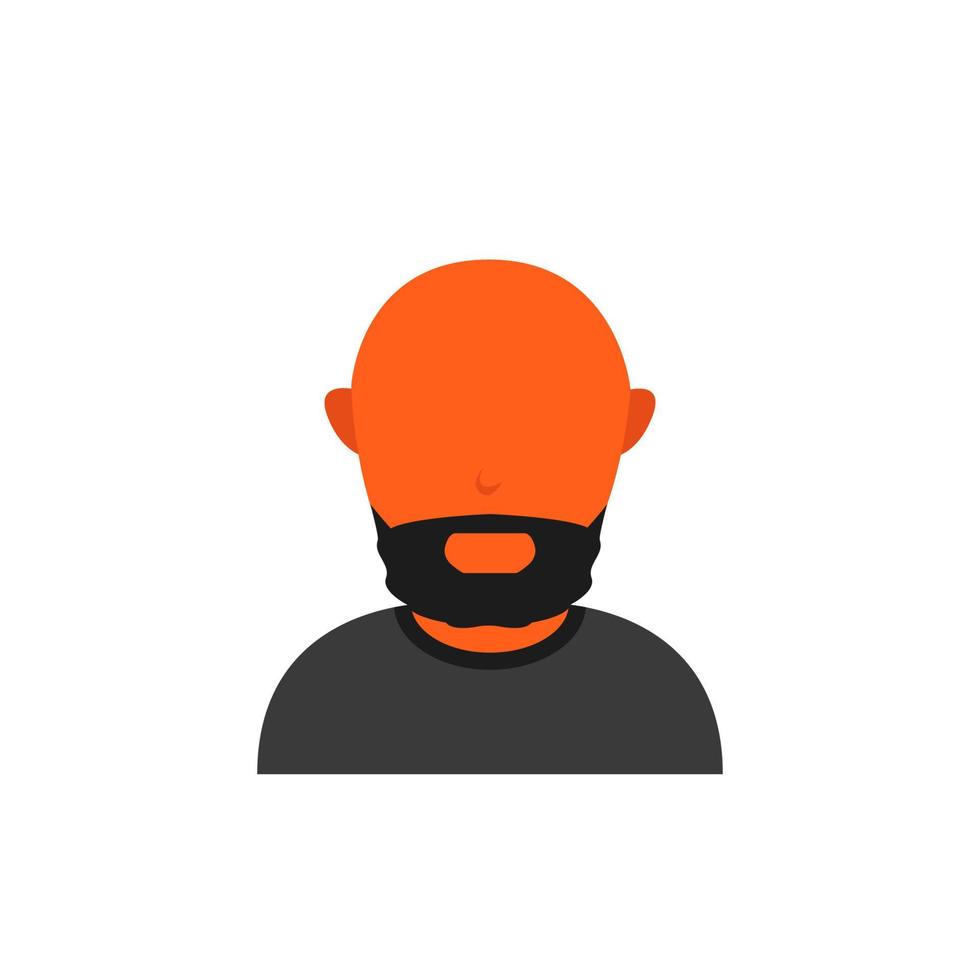 Orange skin avatar with beard and bald head vector