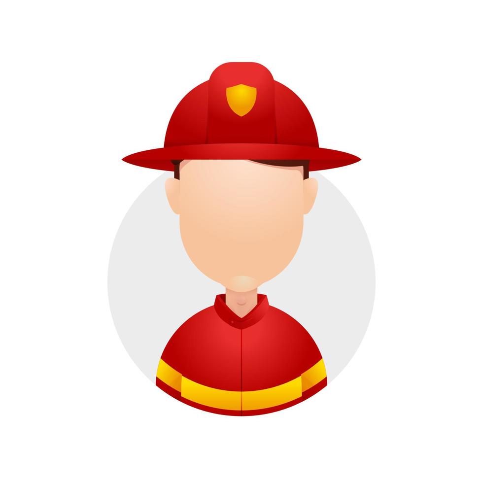 bombero bombero rescate héroe rojo casco uniforme personaje trabajo avatar ilustración llanura sin cara vector