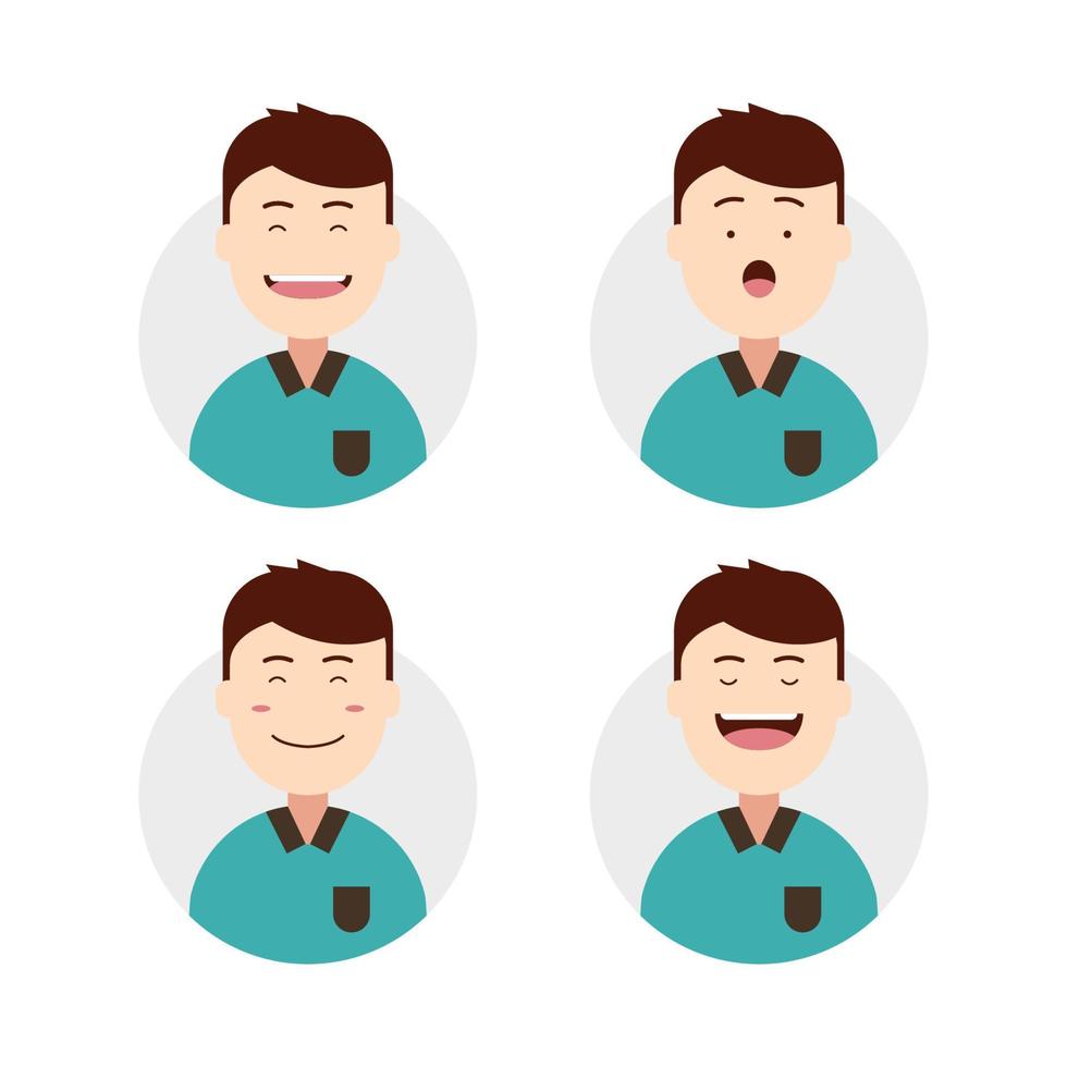 cute face male man avatar with face expression set illustration vector