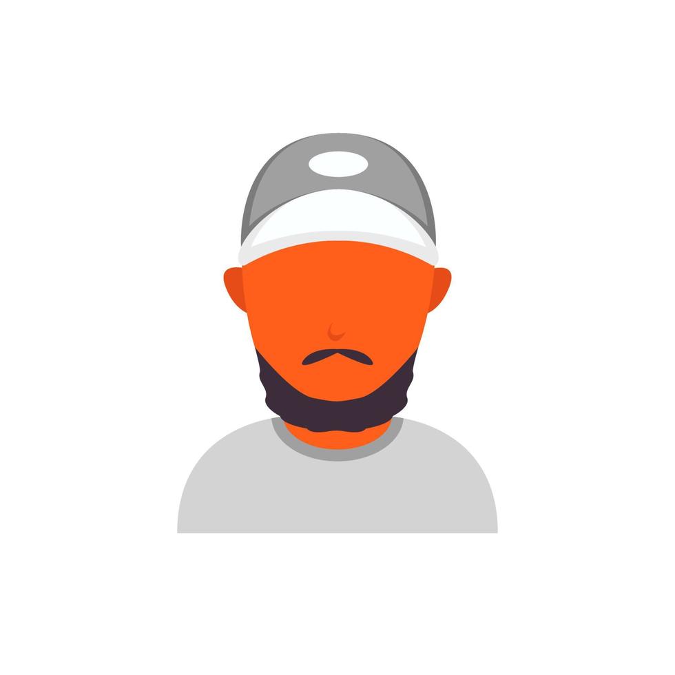 avatar de piel naranja con vello facial, barba y bigote, usa ropa blanca vector