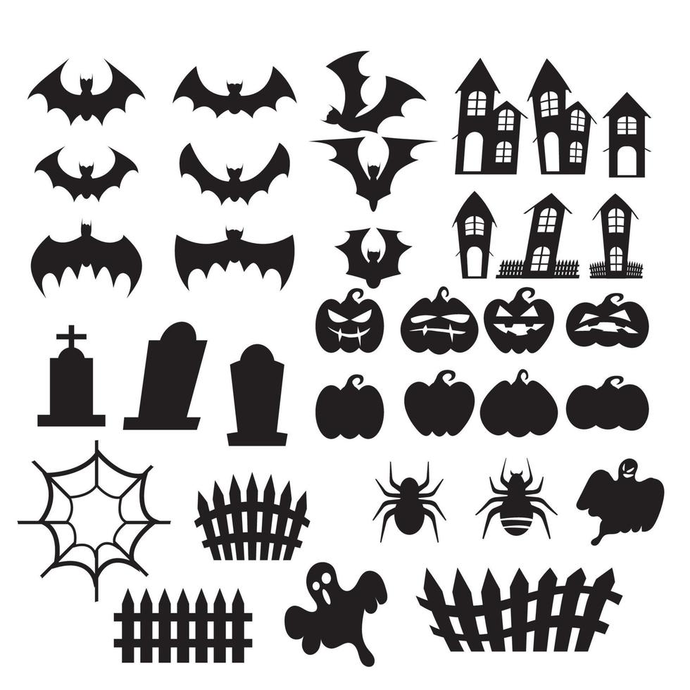 halloween silhouettes bundle set vector image