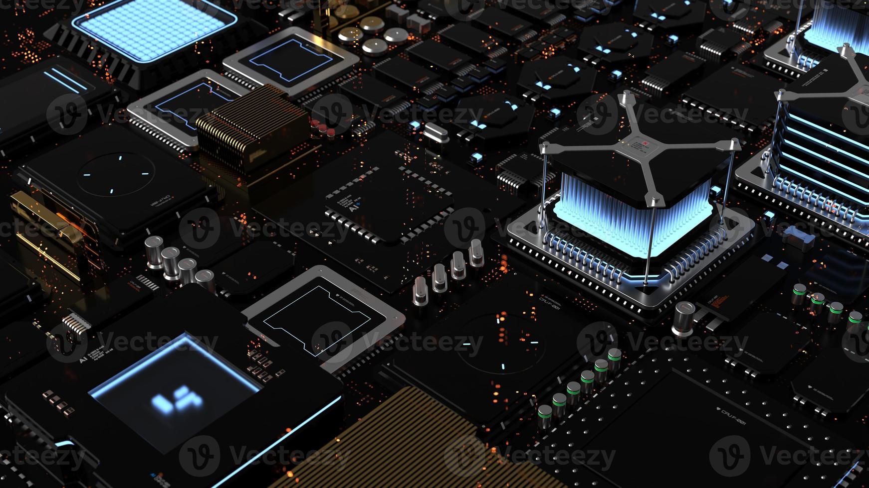 components of computing power on a chip . the concept of next-generation computer technology photo