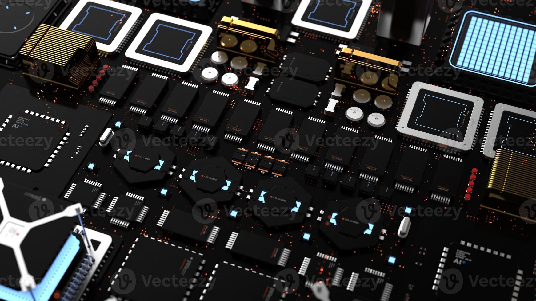 components of computing power on a chip . the concept of next-generation computer technology photo