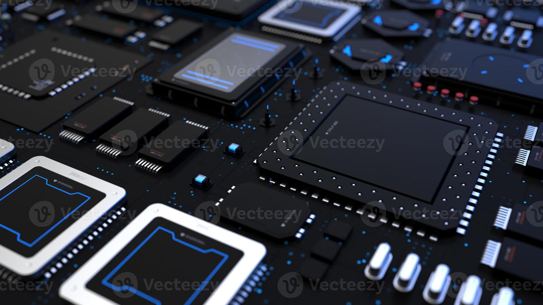 Componentes de la potencia informática en un chip. el concepto de tecnología informática de última generación foto