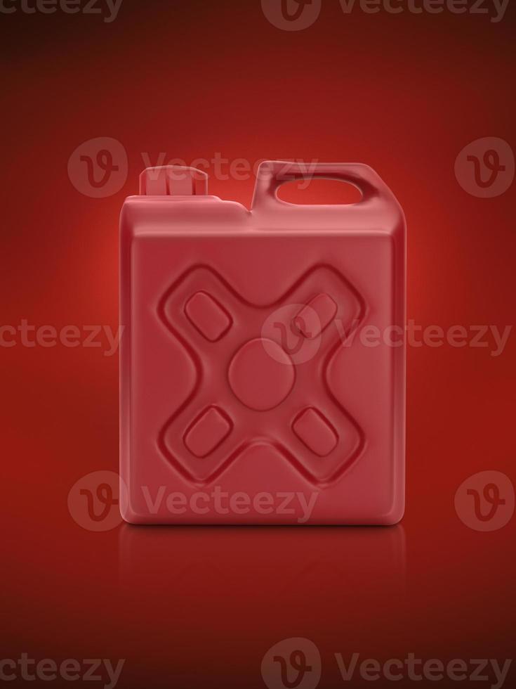 Blank packaging red plastic gallon on red background. 3d render photo