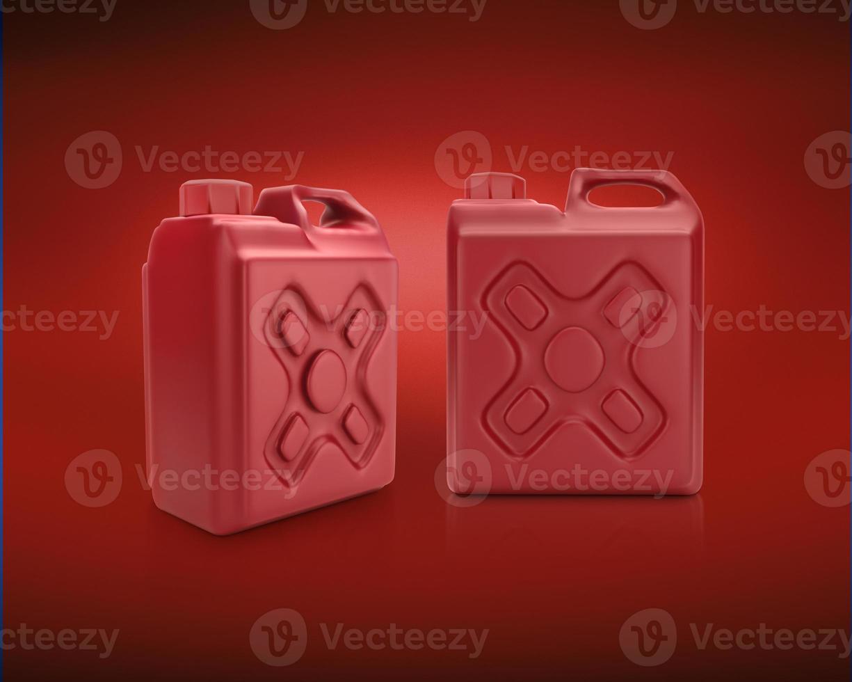 Blank packaging red plastic gallon on red background. 3d render photo