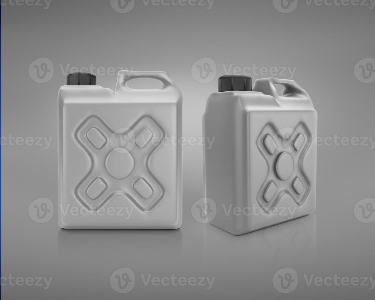 Blank packaging gray plastic gallon on gray background. 3d render photo