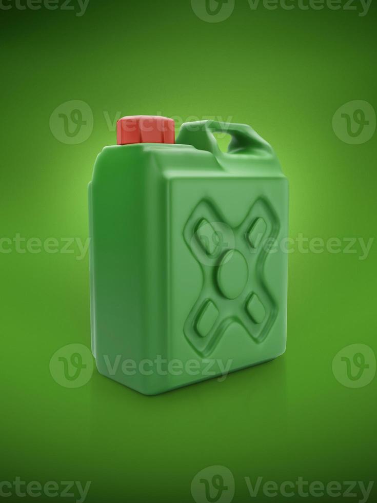 Blank packaging green plastic gallon on green background. 3d render photo