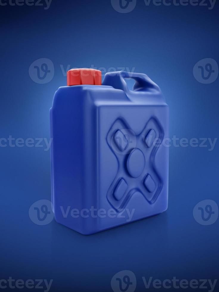 blue plastic gallon empty packaging on blue background 3d render photo