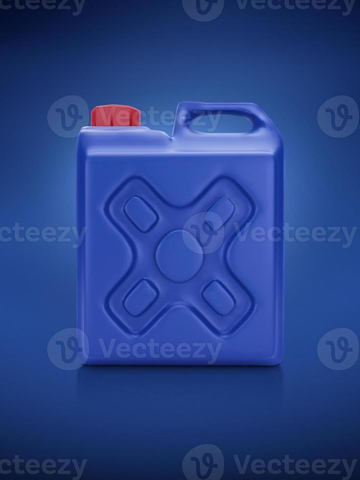Blank packaging blue plastic gallon on blue background. 3d render photo