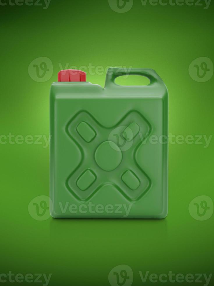 Blank packaging green plastic gallon on green background. 3d render photo